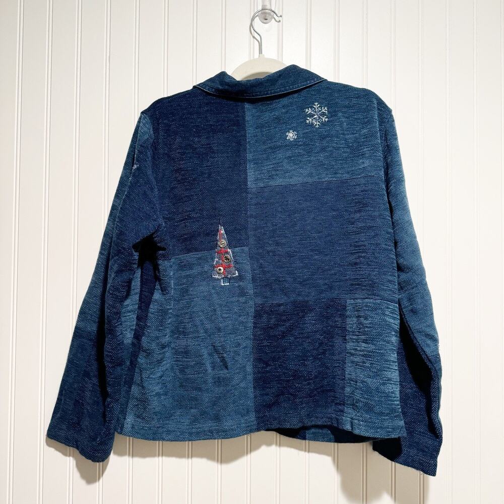 Koret City Blues Denim Knit Cardigan Sweater Winter Christmas Size Medium - Picture 6 of 6